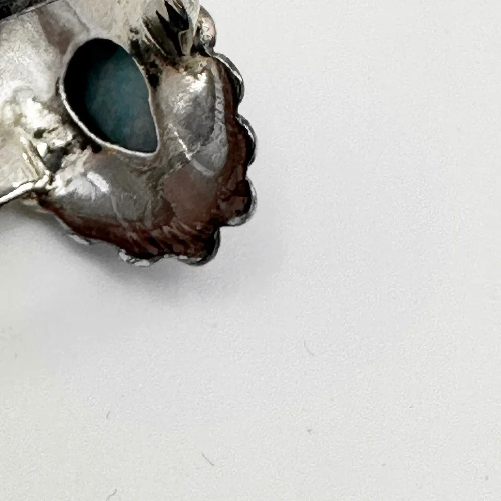 NEW Larimar Teadrop Cut .925 Sterling Silver Ring‎ Sz 8 Bezel Southwestern